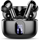 Wireless Earbuds, Bluetooth 5.4 Headphones with Noise Cancelling Mic, LED Display, IP7 Waterproof, Clear Calls, for Phones/Sports/Laptop, Black