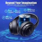 BERIBES Wireless Bluetooth Headphones Over Ear, 65H Playtime, 6 EQ Music Modes, Microphone, HiFi Stereo Foldable Lightweight Headset, Deep Bass