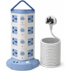 Tower Extension Lead 19 Way Outlets with USB & Type-C, 4M Cable, Multi Plug Vertical Power Strip with Individual Switches, Fast Charging
