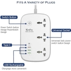 Knox WiFi Smart Power Strip, Surge Protector Extension Cord with Alexa & Google Assistant, 3 Universal Outlets,30W USB-C PD Fast Charging, 4 USB-A Ports, 2M Cable, Anti-Flammable Multi-Plug Socket