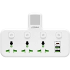 6-in-1 Power Strip with Night Light, 3 AC Outlets, Type-C Fast Charger, 3 USB Ports, Triple UK Plug Extender, Surge Protector Extension for Home, Office, Kitchen Accessories