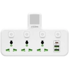 6-in-1 Power Strip with Night Light, 3 AC Outlets, Type-C Fast Charger, 3 USB Ports, Triple UK Plug Extender, Surge Protector Extension for Home, Office, Kitchen Accessories