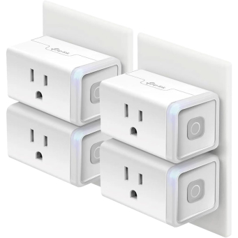 Kasa Smart Plug HS103P4, Wi-Fi Outlet Works with Alexa, Echo, Google Home & IFTTT, No Hub Required, Remote Control, 15 Amp, UL Certified, 4-Pack, White