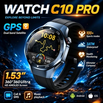 2026 New GPS Outdoors Sports Smart Watch Men 3ATM Waterproof Compass Heart Rate 1.53