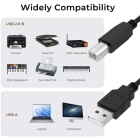 Printer Cable 3m/10ft, USB-A to USB-B High-Speed 480Mbps Cable, Durable Scanner & Printer Cord Compatible with HP, Canon, Dell, Epson, Brother, Lexmark, Xerox, Samsung, Digital Piano, DAC & More &ndash; Bla