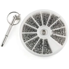 E-outstanding 600pcs M1 M1.2 M1.4 M2.5 Mini Electronics Screws Nuts Assortment Tool Kit 12 Kinds of Repair Hardware Tools Box with Screwdriver for Electronic Products